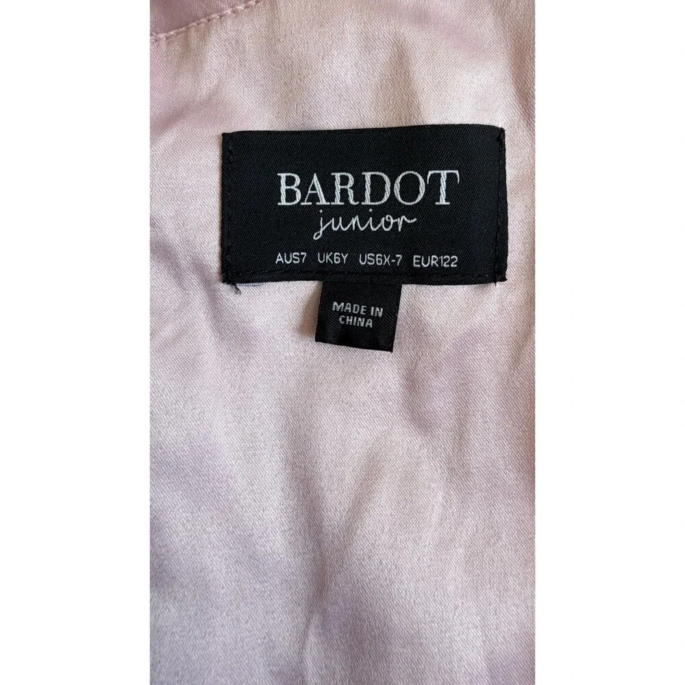 Bardot Junior Sequin Dress Rose Gold Pink Tiered Ruffle Cap Sleeve Girls SZ 6x 7